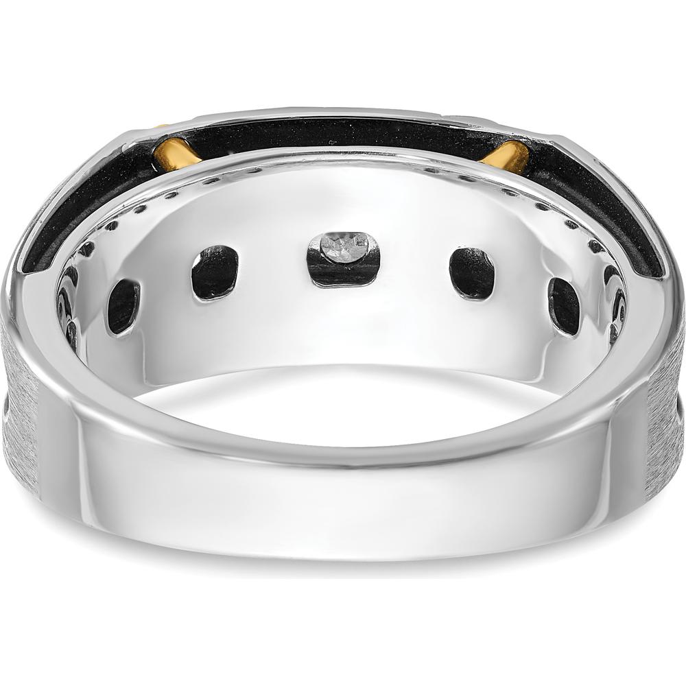 14K Two-Tone Gold Polished Satin 5-Stone Diamond Band - 1/2 Carats Total Diamond Weight by IBGoodman
