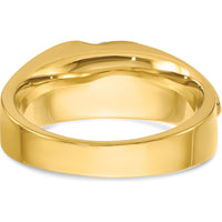 14K Two-Tone Gold Polished Satin Grooved Diamond Ring with 4 Round Diamonds - 0.059 Carats Total Diamond Weight by IBGoodman