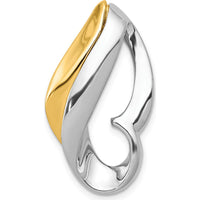 14K Two-Tone Gold Polished Slide Pendant for Omega Chain - Fits up to 8mm Fancy Omega by Zolivia