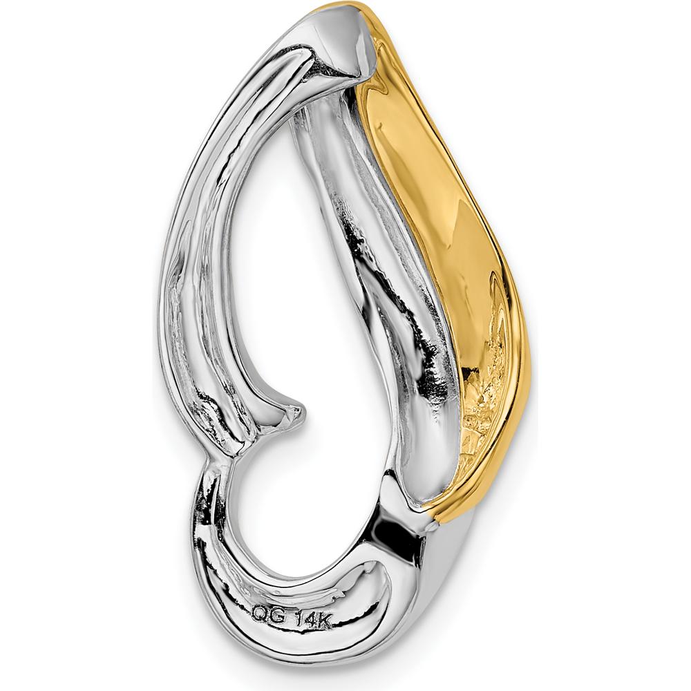 14K Two-Tone Gold Polished Slide Pendant for Omega Chain - Fits up to 8mm Fancy Omega by Zolivia