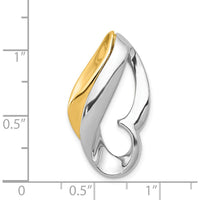 14K Two-Tone Gold Polished Slide Pendant for Omega Chain - Fits up to 8mm Fancy Omega by Zolivia