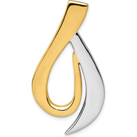 14K Two-Tone Gold Polished Slide Pendant for Omega Chains - Fits up to 8mm Fancy Omega by 0