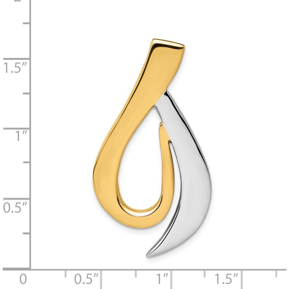 14K Two-Tone Gold Polished Slide Pendant for Omega Chains - Fits up to 8mm Fancy Omega by 0