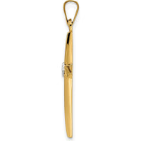 14K Two-Tone Gold Polished Solid Diamond Shape Center Cross Pendant - 31mm by Oro Pregiato