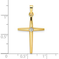 14K Two-Tone Gold Polished Solid Diamond Shape Center Cross Pendant - 31mm by Oro Pregiato