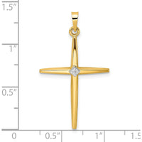 14K Two-Tone Gold Polished Solid Diamond Shape Cross Pendant - 34mm Length by Oro Pregiato