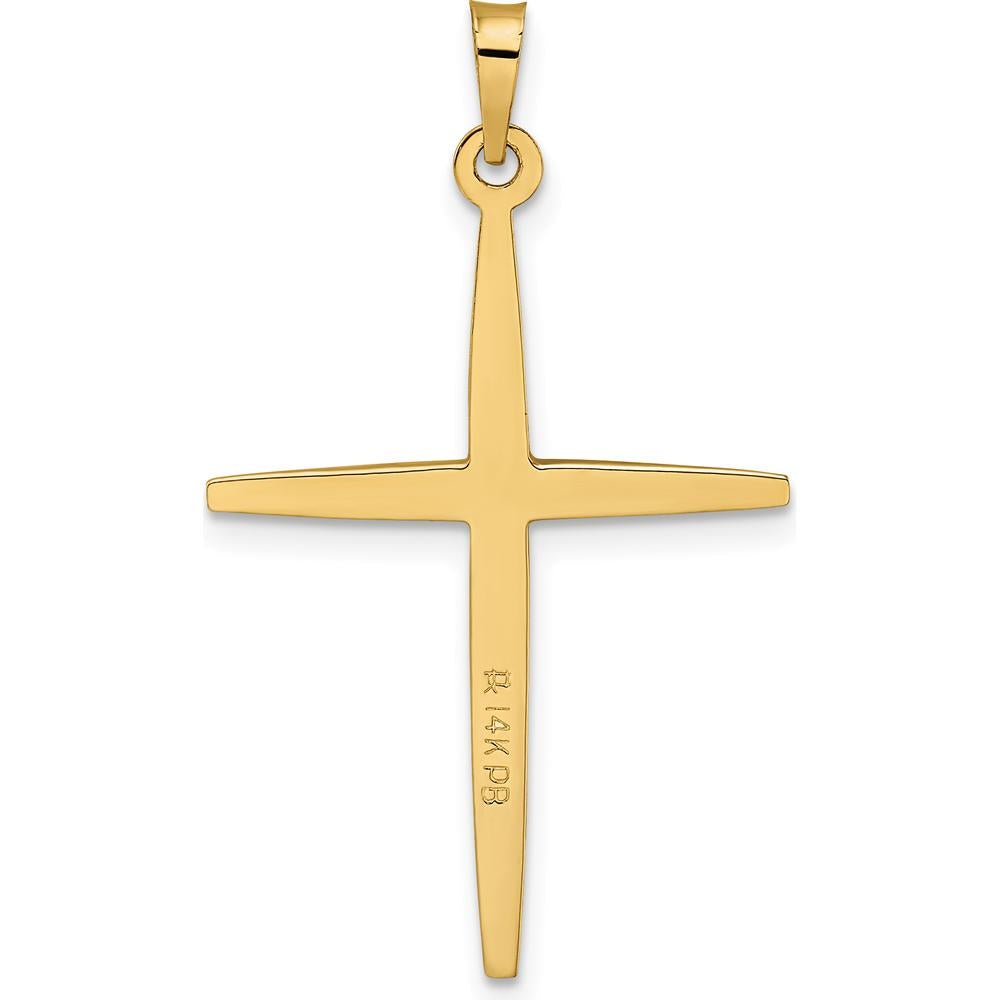 14K Two-Tone Gold Polished Solid Diamond Shape Cross Pendant - 34mm Length by Oro Pregiato