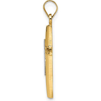 14K Two-Tone Gold Polished Solid Double Cross Pendant - 27mm Length, 14.5mm Width by Oro Pregiato
