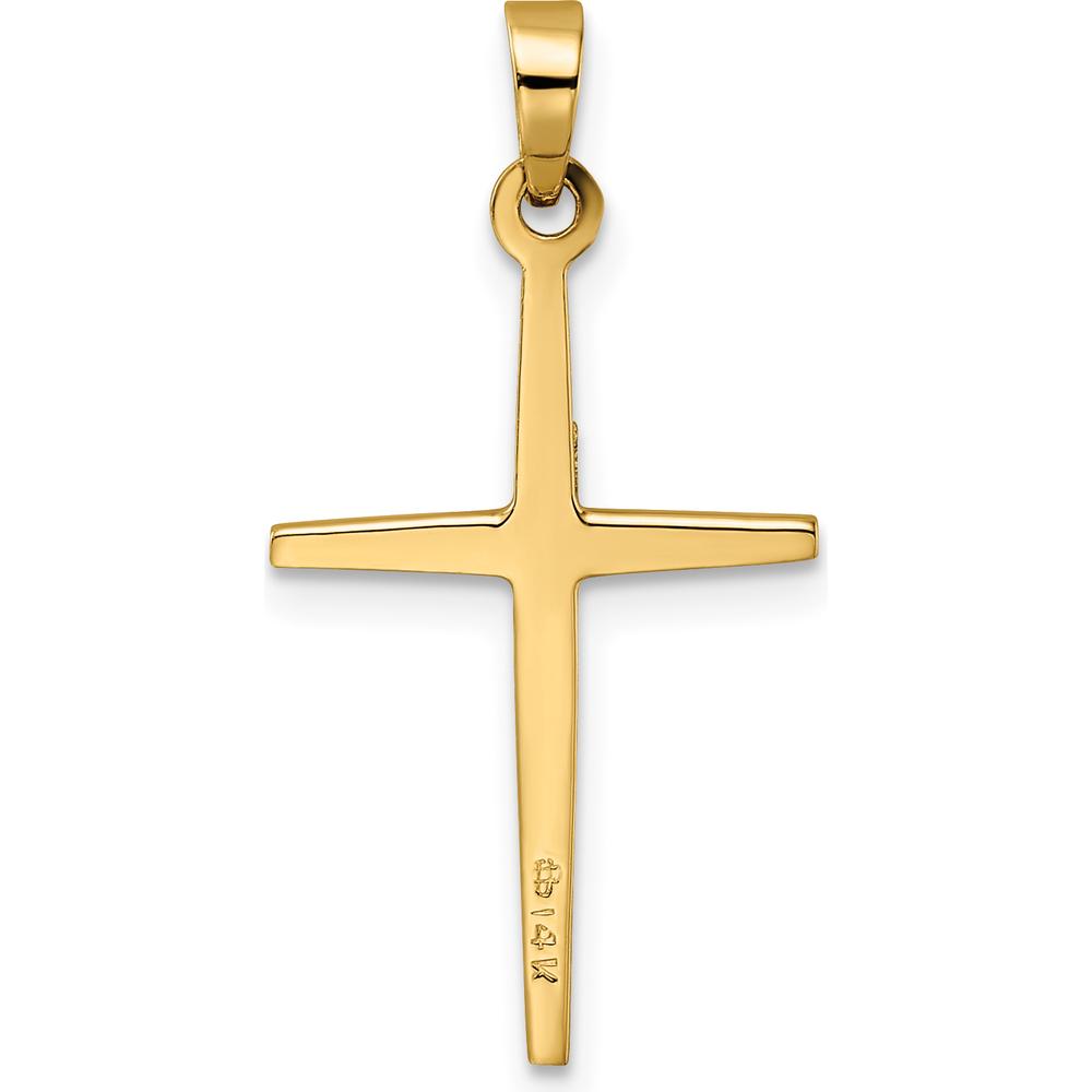 14K Two-Tone Gold Polished Solid Double Cross Pendant - 27mm Length, 14.5mm Width by Oro Pregiato