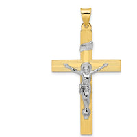 14K Two-Tone Gold Polished Solid INRI Crucifix Cross Pendant - 48mm Length by Oro Pregiato