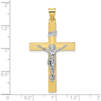 14K Two-Tone Gold Polished Solid INRI Crucifix Cross Pendant - 48mm Length by Oro Pregiato