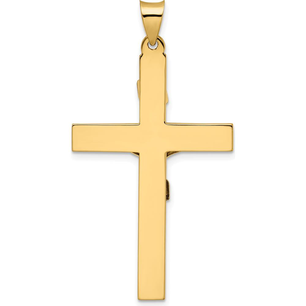 14K Two-Tone Gold Polished Solid INRI Crucifix Cross Pendant - 48mm Length by Oro Pregiato