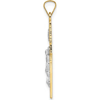 14K Two-Tone Gold Polished Solid INRI Crucifix Pendant - 32mm Length by Oro Pregiato