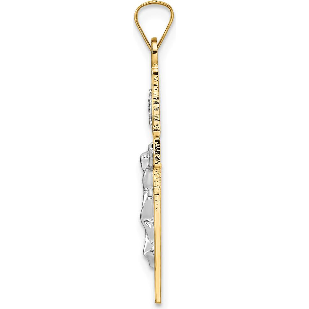14K Two-Tone Gold Polished Solid INRI Crucifix Pendant - 32mm Length by Oro Pregiato