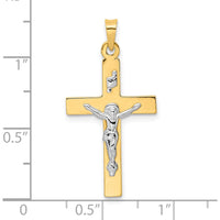 14K Two-Tone Gold Polished Solid INRI Crucifix Pendant - 32mm Length by Oro Pregiato