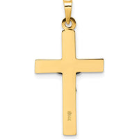 14K Two-Tone Gold Polished Solid INRI Crucifix Pendant - 32mm Length by Oro Pregiato