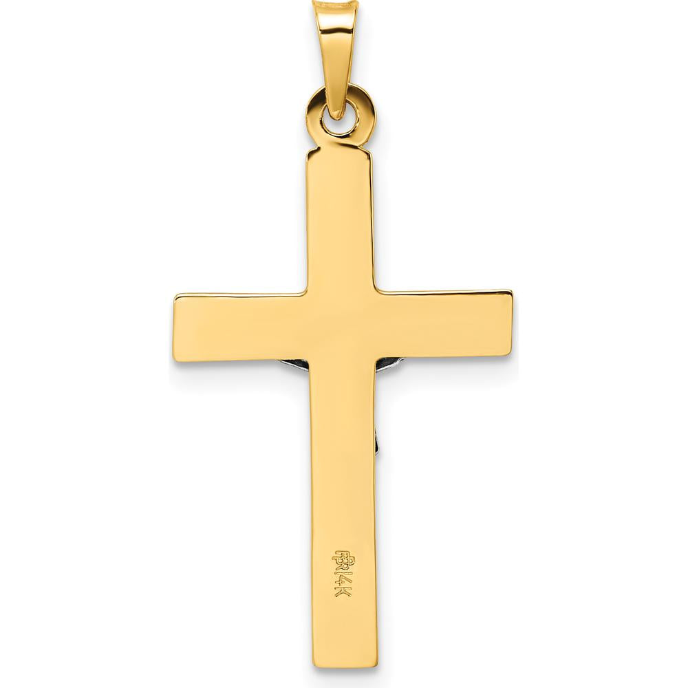 14K Two-Tone Gold Polished Solid INRI Crucifix Pendant - 32mm Length by Oro Pregiato
