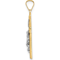 14K Two-Tone Gold Polished Solid INRI Crucifix Pendant - Religious Symbol Cross Jewelry by Oro Pregiato