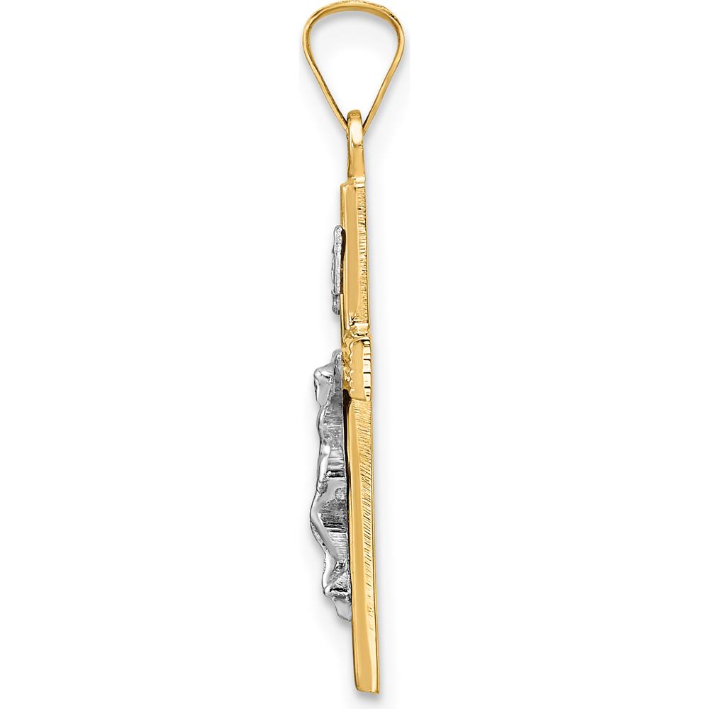 14K Two-Tone Gold Polished Solid INRI Crucifix Pendant - Religious Symbol Cross Jewelry by Oro Pregiato