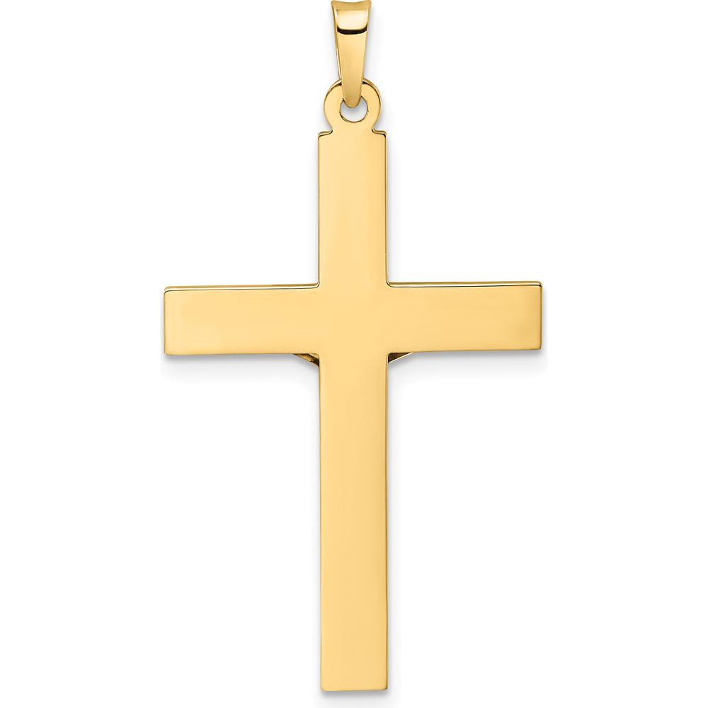 14K Two-Tone Gold Polished Solid INRI Crucifix Pendant - Unisex, 39.25mm Length by Oro Pregiato