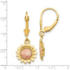 14K Two-Tone Gold Polished Sunflower Dangle Leverback Earrings - Floral Drop Design by Oro Pregiato