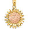 14K Two-Tone Gold Polished Sunflower Pendant - 28.9mm Length by Oro Pregiato