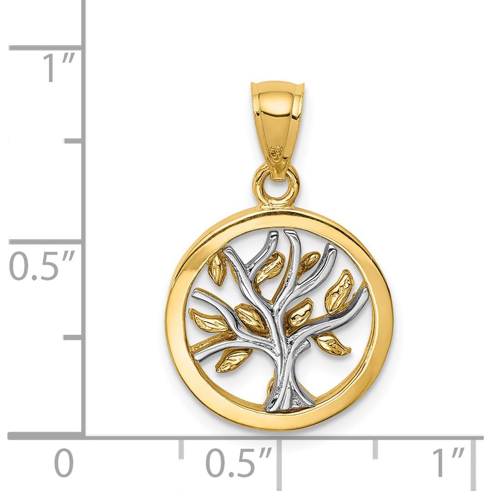 14K Two-Tone Gold Polished Tree of Life Pendant - Elegant Symbol of Resilience and Connection by Oro Pregiato