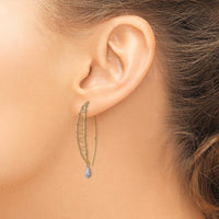 14K Two-Tone Gold Polished Wire Wrapped Threader Dangle Earrings with Diamond-Cut Texture by 0