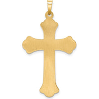 14K Two-Tone Gold Polished Woven Fleur de Lis Crucifix Pendant - Faith-Inspired Design by Oro Pregiato