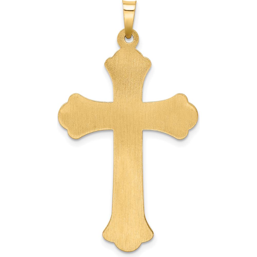 14K Two-Tone Gold Polished Woven Fleur de Lis Crucifix Pendant - Faith-Inspired Design by Oro Pregiato