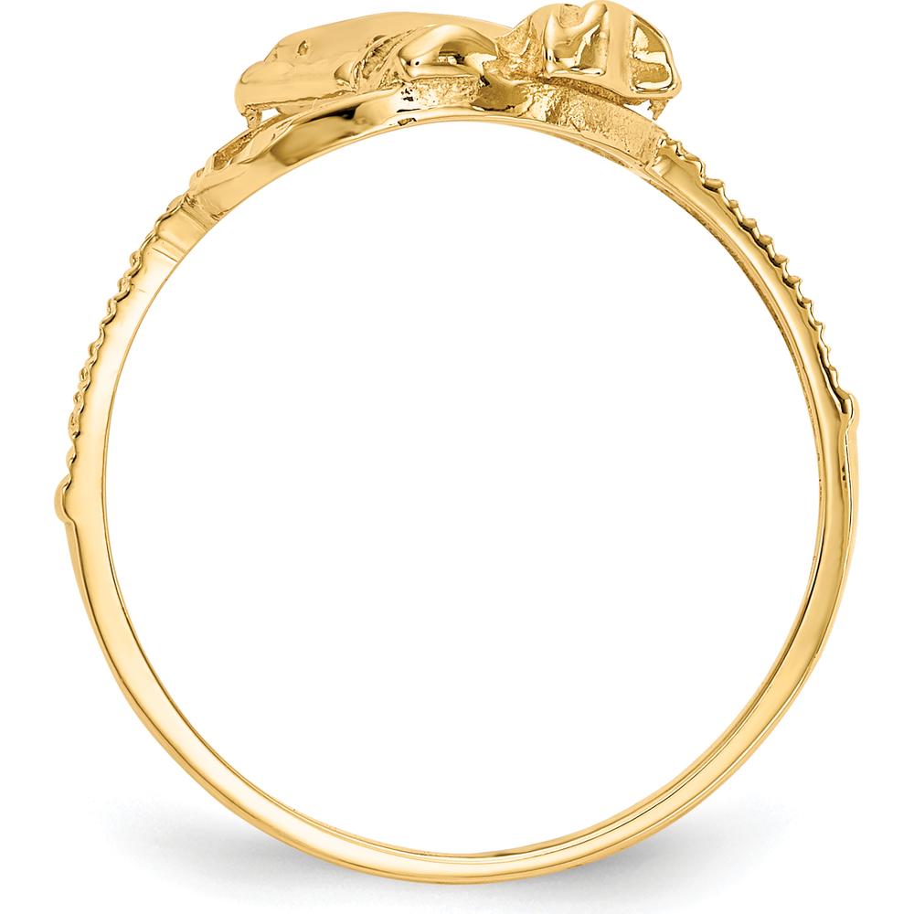 14K Two-Tone Gold Praying Hands Cross Ring with Diamond-Cut Texture by Oro Pregiato