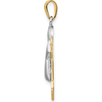 14K Two-Tone Gold Puffed Boy Charm with Hat - 30mm Engravable Pendant by Oro Pregiato