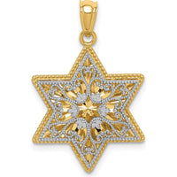 14K Two-Tone Gold Reversible Filigree Star of David Pendant by Oro Pregiato