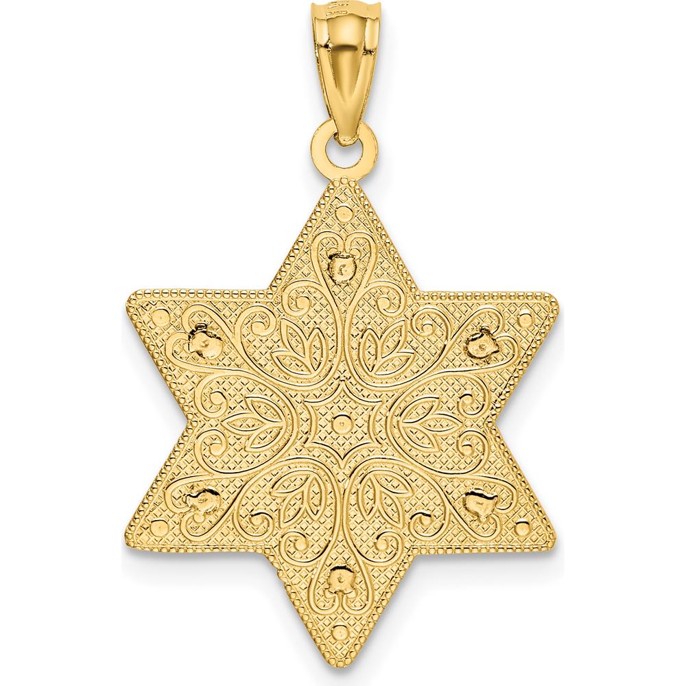 14K Two-Tone Gold Reversible Filigree Star of David Pendant by Oro Pregiato