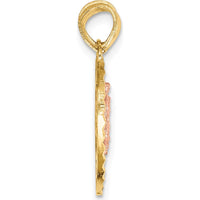 14K Two-Tone Gold Reversible Spanish Our Lady of Guadalupe & Crucifix TE AMO Break-apart Heart Pendant - 22.7mm Length by Oro Pregiato