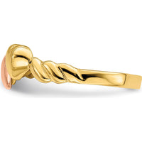 14K Two-Tone Gold Ridged Band with Two Heart Design - Polished Finish by 0