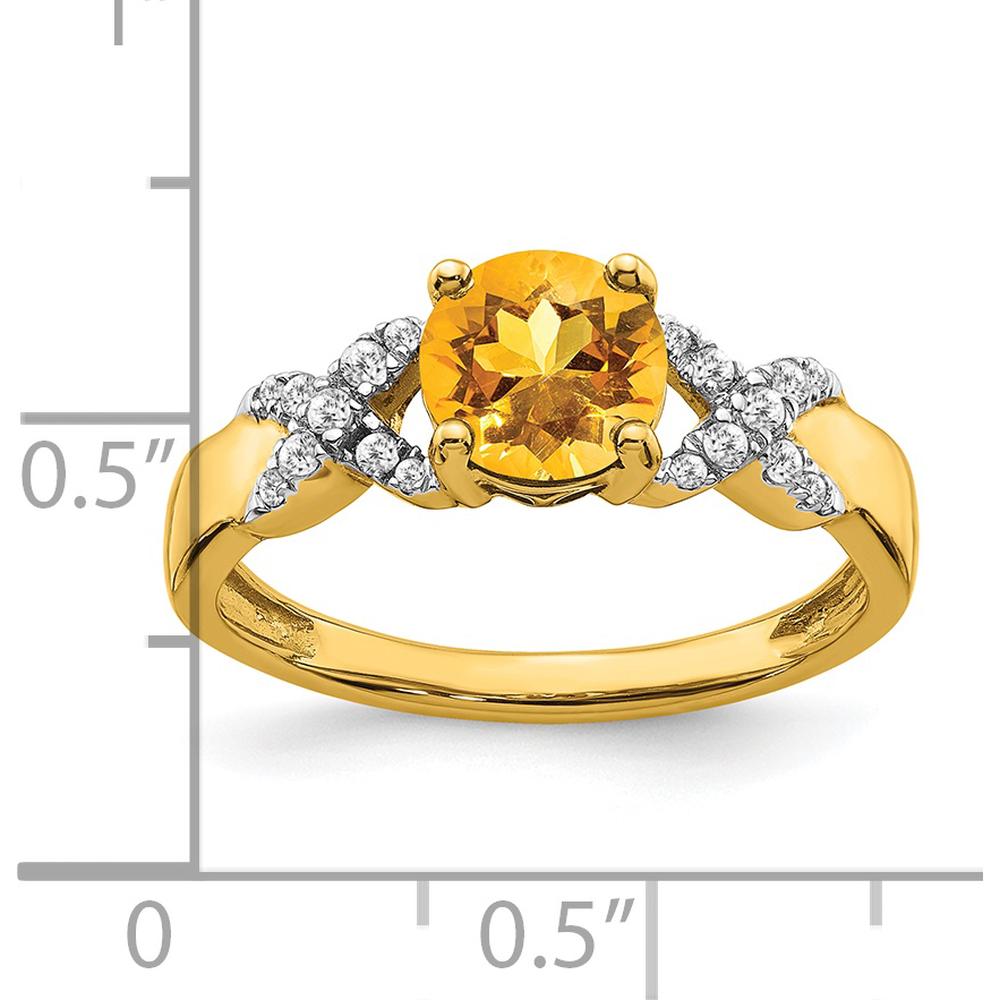 14K Two-Tone Gold Ring with 0.99 Carat Round Natural Citrine and Diamond Accents by 0