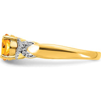 14K Two-Tone Gold Ring with 0.99 Carat Round Natural Citrine and Diamond Accents by 0