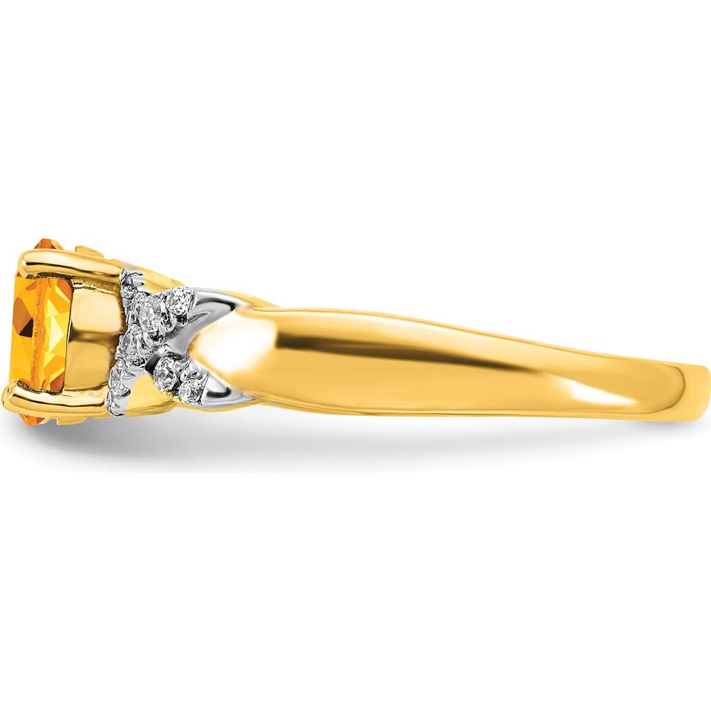 14K Two-Tone Gold Ring with 0.99 Carat Round Natural Citrine and Diamond Accents by 0