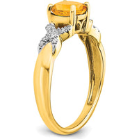 14K Two-Tone Gold Ring with 0.99 Carat Round Natural Citrine and Diamond Accents by 0