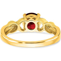 14K Two-Tone Gold Ring with 6.5mm Round Garnet and Diamond Accents - 1.331 Carat Total Garnet Weight by 0