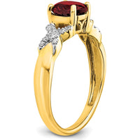 14K Two-Tone Gold Ring with 6.5mm Round Garnet and Diamond Accents - 1.331 Carat Total Garnet Weight by 0