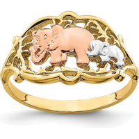 14K Two-Tone Gold Ring with Rose Gold and Rhodium Elephant Design by 0