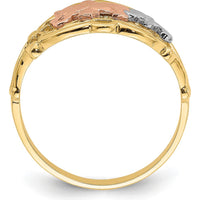 14K Two-Tone Gold Ring with Rose Gold and Rhodium Elephant Design by 0