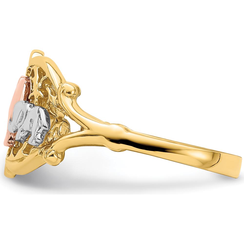 14K Two-Tone Gold Ring with Rose Gold and Rhodium Elephant Design by 0