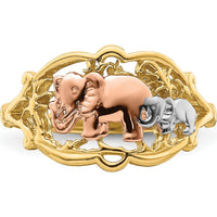 14K Two-Tone Gold Ring with Rose Gold and Rhodium Elephant Design by 0