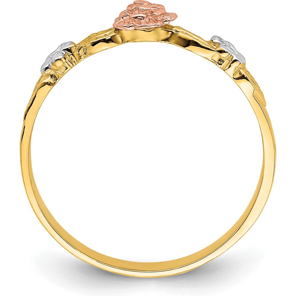 14K Two-Tone Gold Ring with Rose Gold and White Rhodium Flower Detail by 0