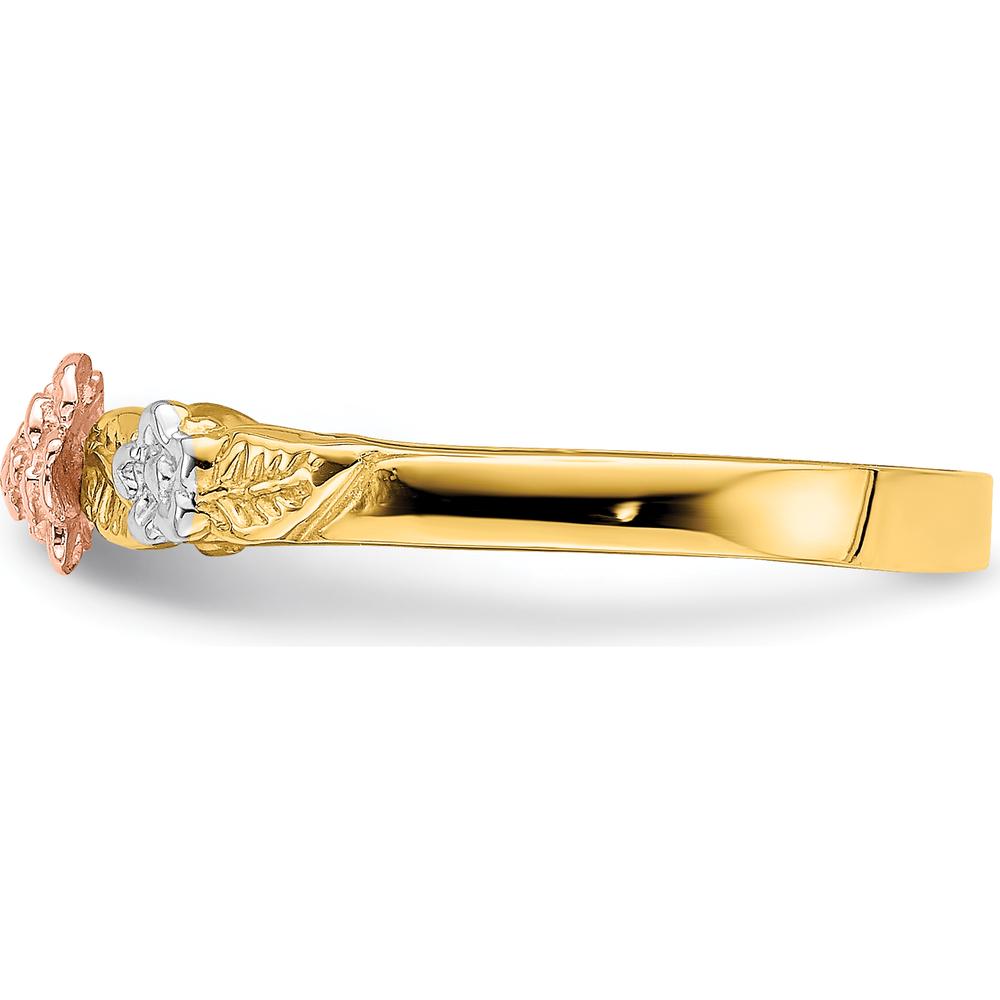 14K Two-Tone Gold Ring with Rose Gold and White Rhodium Flower Detail by 0