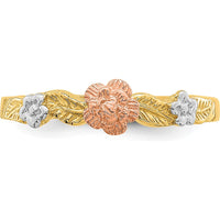 14K Two-Tone Gold Ring with Rose Gold and White Rhodium Flower Detail by 0