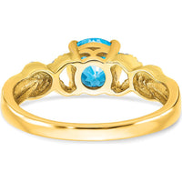 14K Two-Tone Gold Ring with Swiss Blue Topaz and Round Diamonds - 1.193 Carat Total Blue Topaz Weight by 0